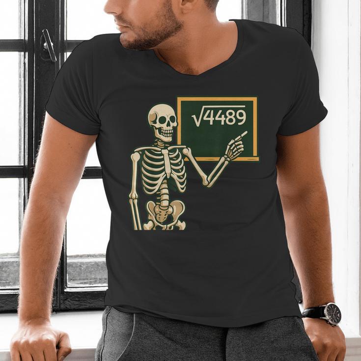 Halloween Skeleton 67 Meme Square Root 4489 Math Teacher Men's V-Neck T-Shirt, gift for family, gift for coworker
