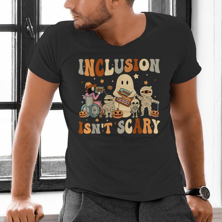 Halloween SLP Sped Teacher Groovy Inclusion Isn't Scary Men's V-Neck T-Shirt, Groovy Teacher Shirts, gift for family, gift for coworker Halloween SLP Sped Teacher Groovy Inclusion Isn't Scary Men's V-Neck T-Shirt, Groovy Teacher Shirts, gift for family, gift for coworker