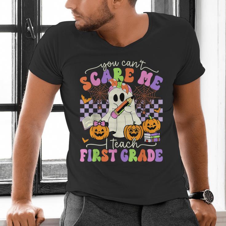 Halloween Teacher You Can't Scare Me I Teach First Grade Men's V-Neck T-Shirt, First Grade Teacher Shirts, gift for family, gift for coworker