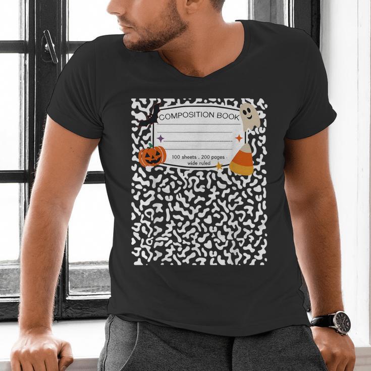 Halloween Teacher Composition Book Notebook Matching Group Men's V-Neck T-Shirt, gift for family, gift for coworker Halloween Teacher Composition Book Notebook Matching Group Men's V-Neck T-Shirt, gift for family, gift for coworker