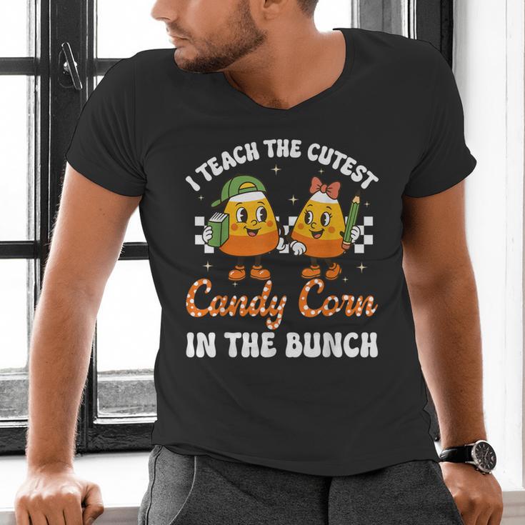 Halloween Teacher Cutest Candy Corn Groovy Spooky Teachers Men's V-Neck T-Shirt, Groovy Teacher Shirts, gift for family, gift for coworker Halloween Teacher Cutest Candy Corn Groovy Spooky Teachers Men's V-Neck T-Shirt, Groovy Teacher Shirts, gift for family, gift for coworker
