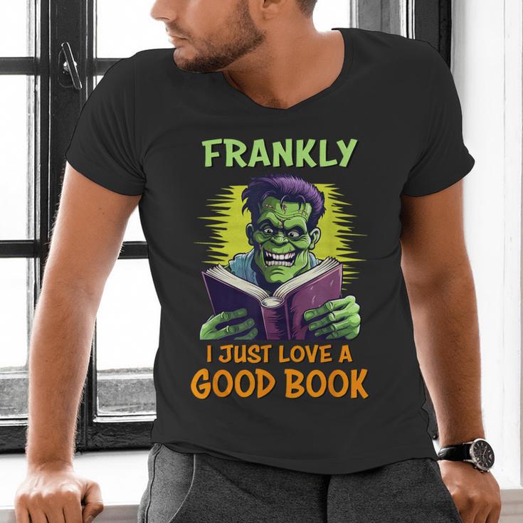 Halloween Teacher Librarian Frankenstein Reading Books Men's V-Neck T-Shirt, gift for family, gift for coworker Halloween Teacher Librarian Frankenstein Reading Books Men's V-Neck T-Shirt, gift for family, gift for coworker
