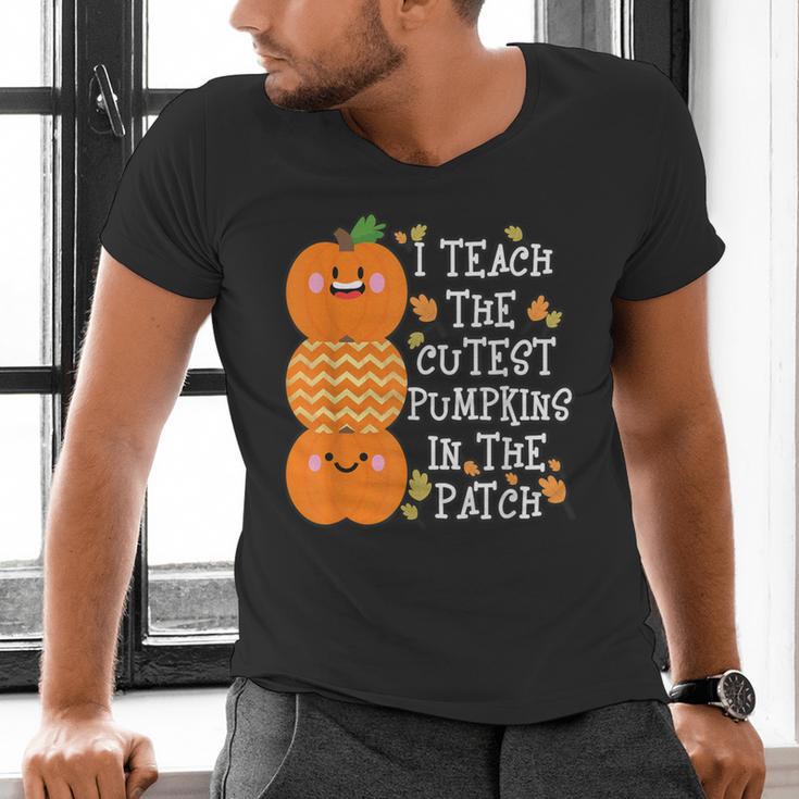 Halloween Teacher Shirt I Teach The Cutest Pumpkins In Patch Men Women Kids Men's V-Neck T-Shirt, gift for family, gift for coworker