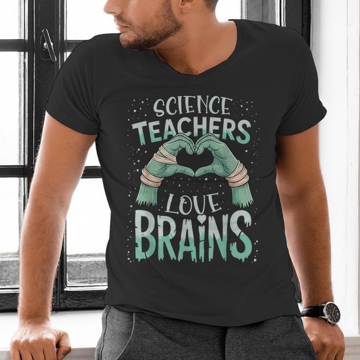 Halloween Teacher Tshirts Science Teachers Love Brains Men's V-Neck T-Shirt, Science Teacher Shirts, gift for family, gift for coworker
