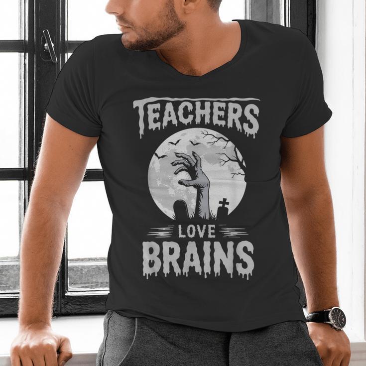 Halloween Teacher Tshirts Zombie Teachers Love Brains Men's V-Neck T-Shirt, gift for family, gift for coworker Halloween Teacher Tshirts Zombie Teachers Love Brains Men's V-Neck T-Shirt, gift for family, gift for coworker