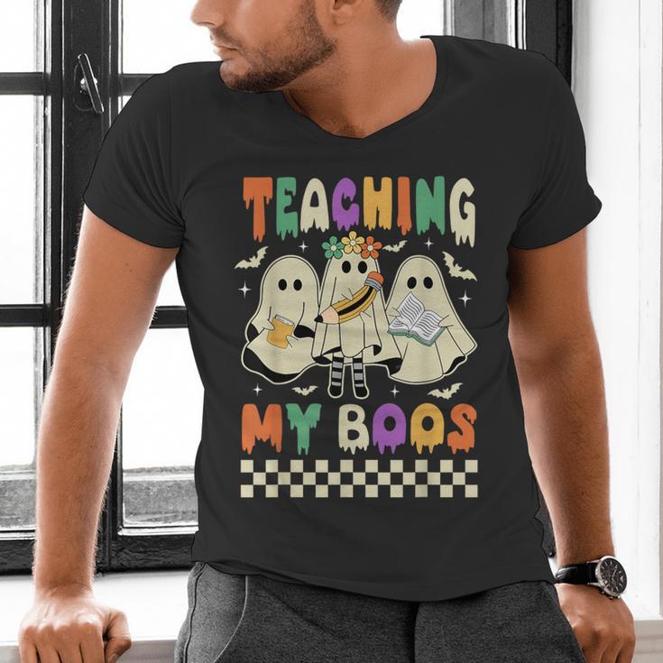 Halloween Teaching My Boos Cute Ghost Teacher Life Costume Men's V-Neck T-Shirt, gift for family, gift for coworker Halloween Teaching My Boos Cute Ghost Teacher Life Costume Men's V-Neck T-Shirt, gift for family, gift for coworker