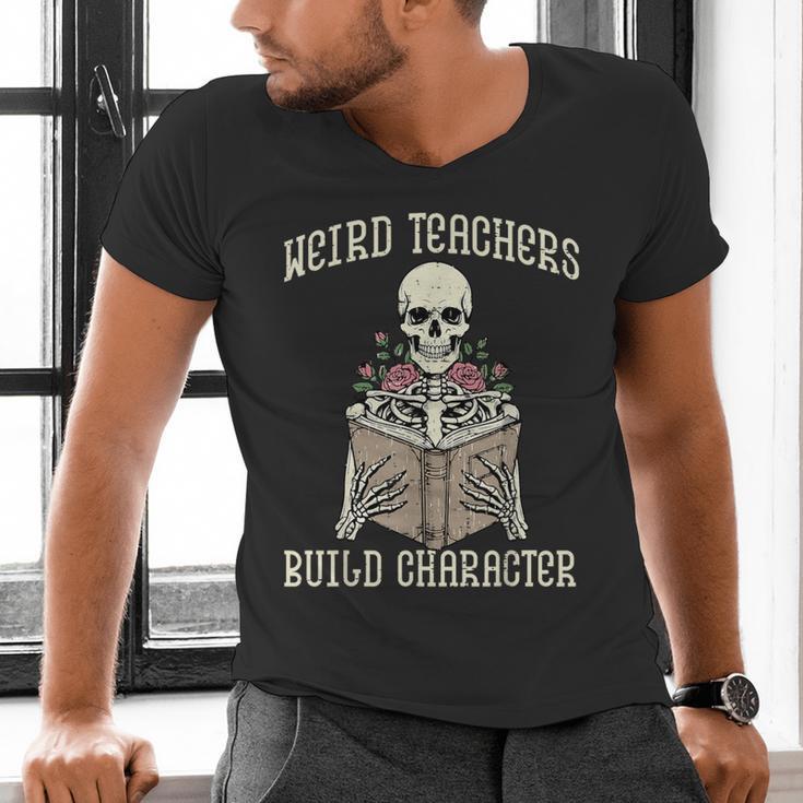 Halloween Weird Teachers Build Character Costume Men Women Men's V-Neck T-Shirt, gift for family, gift for coworker