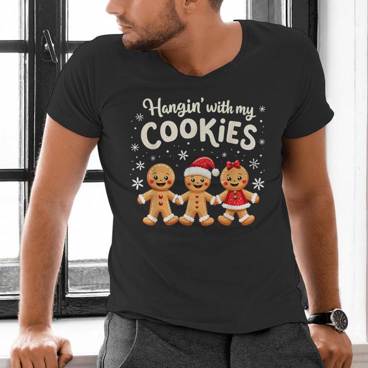 Hangin With My Cookies Gingerbread Christmas Teacher Men's V-Neck T-Shirt, gift for family, gift for coworker Hangin With My Cookies Gingerbread Christmas Teacher Men's V-Neck T-Shirt, gift for family, gift for coworker