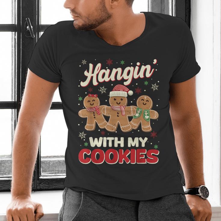 Hangin With My Cookies Gingerbread Man Xmas Teacher Men's V-Neck T-Shirt, gift for family, gift for coworker Hangin With My Cookies Gingerbread Man Xmas Teacher Men's V-Neck T-Shirt, gift for family, gift for coworker