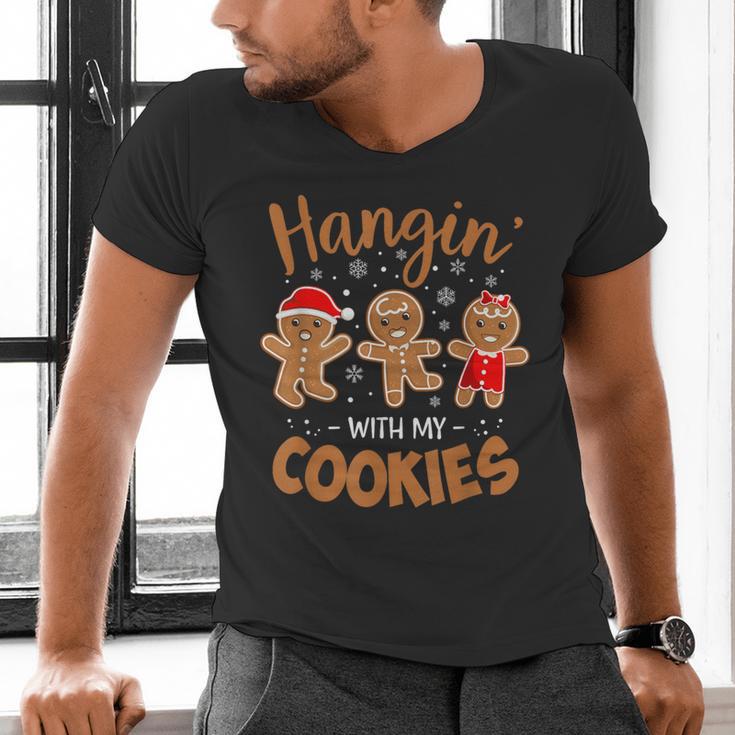 Hangin With My Cookies Gingerbread Women Christmas Teacher Men's V-Neck T-Shirt, gift for family, gift for coworker