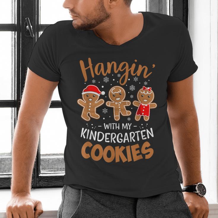 Hangin My Kindergarten Cookie Gingerbread Christmas Teacher For Men Women Kids Men's V-Neck T-Shirt, gift for family, gift for coworker Hangin My Kindergarten Cookie Gingerbread Christmas Teacher For Men Women Kids Men's V-Neck T-Shirt, gift for family, gift for coworker