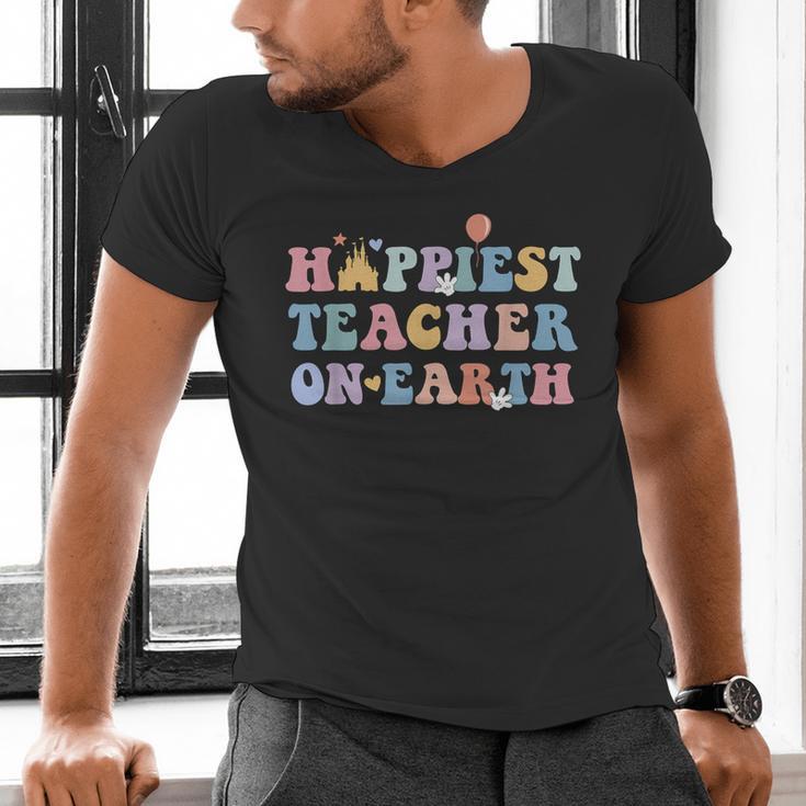 Happiest Teacher On Earth First Day Of School Back To School Men's V-Neck T-Shirt, gift for family, gift for coworker Happiest Teacher On Earth First Day Of School Back To School Men's V-Neck T-Shirt, gift for family, gift for coworker