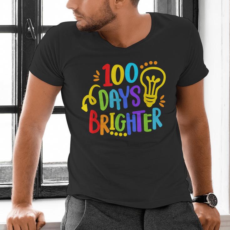 Happy 100th Day Of School 100 Days Brighter Girls Teacher Men's V-Neck T-Shirt, gift for family, gift for coworker Happy 100th Day Of School 100 Days Brighter Girls Teacher Men's V-Neck T-Shirt, gift for family, gift for coworker