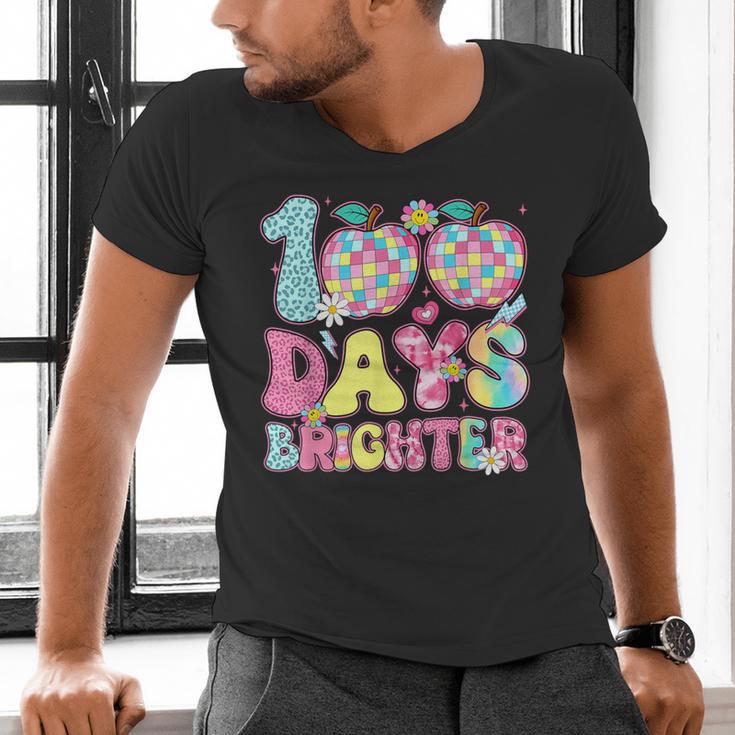 Happy 100th Day Of School 100 Days Brighter Teachers Kids Men's V-Neck T-Shirt, gift for family, gift for coworker Happy 100th Day Of School 100 Days Brighter Teachers Kids Men's V-Neck T-Shirt, gift for family, gift for coworker