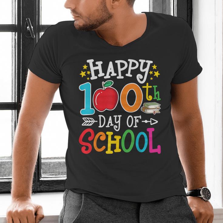 Happy 100th Day Of School Teachers 100 Days Of School Kids Men's V-Neck T-Shirt, gift for family, gift for coworker