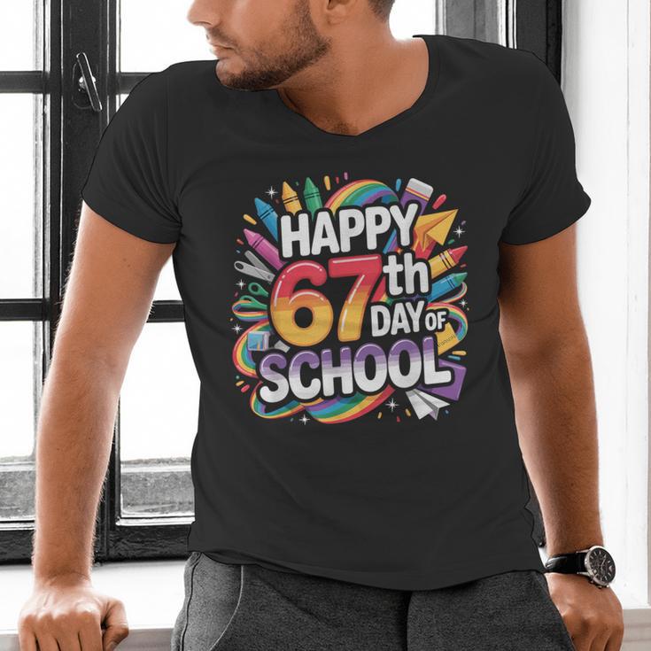 Happy 67 Days Of School Meme 100 Day Of School Teacher 6 7 Men's V-Neck T-Shirt, gift for family, gift for coworker Happy 67 Days Of School Meme 100 Day Of School Teacher 6 7 Men's V-Neck T-Shirt, gift for family, gift for coworker