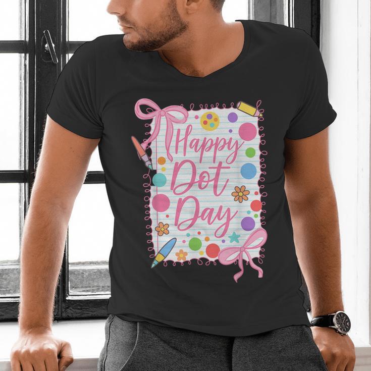 Happy Dot Day Bow Coquette For Teacher Girls Men's V-Neck T-Shirt, gift for family, gift for coworker Happy Dot Day Bow Coquette For Teacher Girls Men's V-Neck T-Shirt, gift for family, gift for coworker