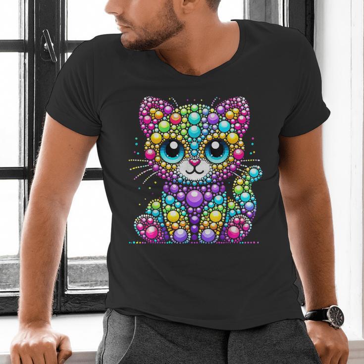 Happy Dot Day Colorful Polka Dot Cat Kitten Teachers Kids Men's V-Neck T-Shirt, gift for family, gift for coworker Happy Dot Day Colorful Polka Dot Cat Kitten Teachers Kids Men's V-Neck T-Shirt, gift for family, gift for coworker