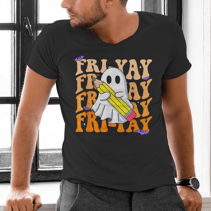 Happy Fri-Yay Friday Lovers Groovy Teacher Life Halloween Men's V-Neck T-Shirt, Groovy Teacher Shirts, gift for family, gift for coworker Happy Fri-Yay Friday Lovers Groovy Teacher Life Halloween Men's V-Neck T-Shirt, Groovy Teacher Shirts, gift for family, gift for coworker
