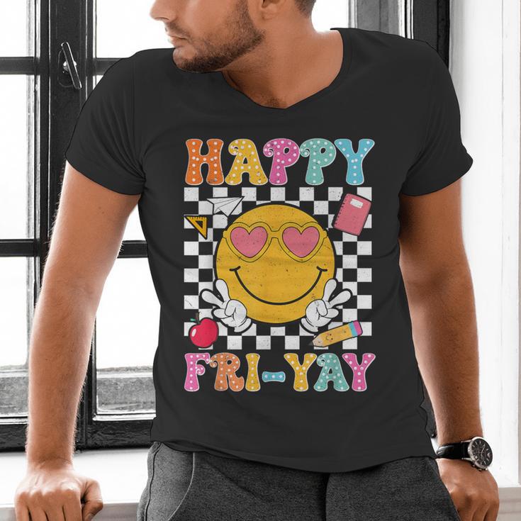 Happy Fri-Yay Groovy Teacher Friday Weekend Fri Yay Men's V-Neck T-Shirt, Groovy Teacher Shirts, gift for family, gift for coworker