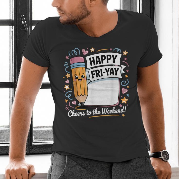 Happy Fri-Yay Teacher Fry Yay Friday Weekend Men's V-Neck T-Shirt, gift for family, gift for coworker
