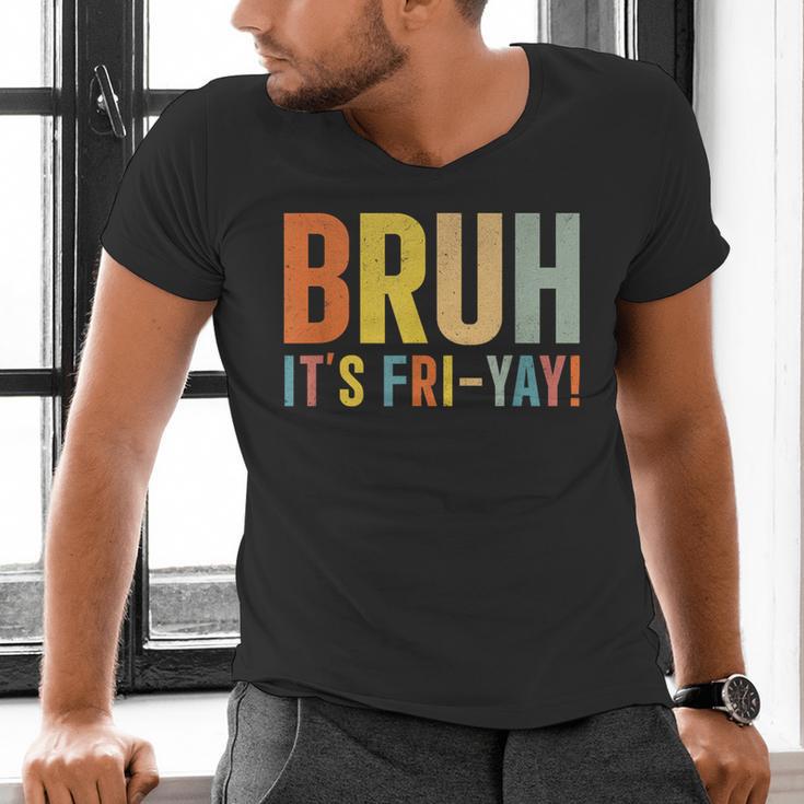 Happy Friyay Teacher Shirt Cute Teacher Fashion Bruh Fri-Yay Men's V-Neck T-Shirt, gift for family, gift for coworker