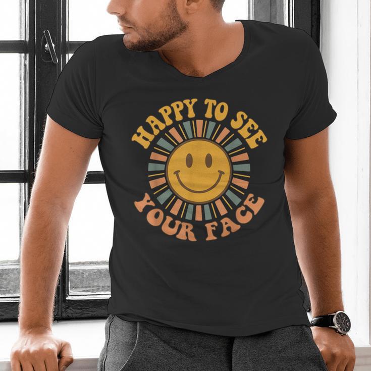 Happy To See Your Face Retro Happy Teacher Back To School Men's V-Neck T-Shirt, gift for family, gift for coworker Happy To See Your Face Retro Happy Teacher Back To School Men's V-Neck T-Shirt, gift for family, gift for coworker