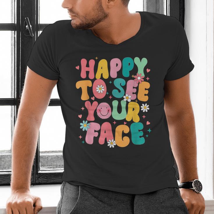 Happy To See Your Face Teacher Disco Ball Back To School Men's V-Neck T-Shirt, gift for family, gift for coworker