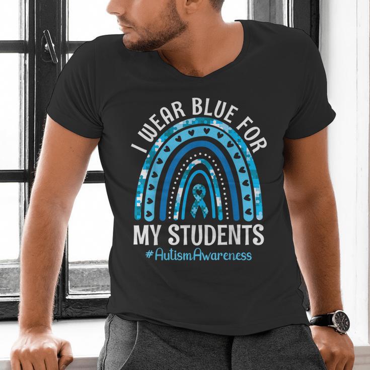 Happy Teacher I Wear Blue For My Students Autism Awareness Men's V-Neck T-Shirt, gift for family, gift for coworker