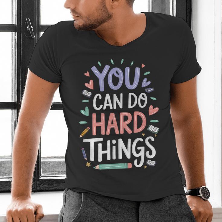 You Can Do Hard Things Test Day Teacher Kids Men's V-Neck T-Shirt, gift for family, gift for coworker