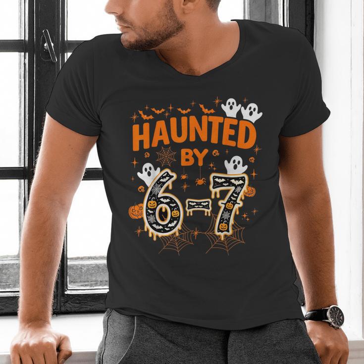 Haunted By 6-7 Halloween Math Teacher Joke Men's V-Neck T-Shirt, gift for family, gift for coworker Haunted By 6-7 Halloween Math Teacher Joke Men's V-Neck T-Shirt, gift for family, gift for coworker