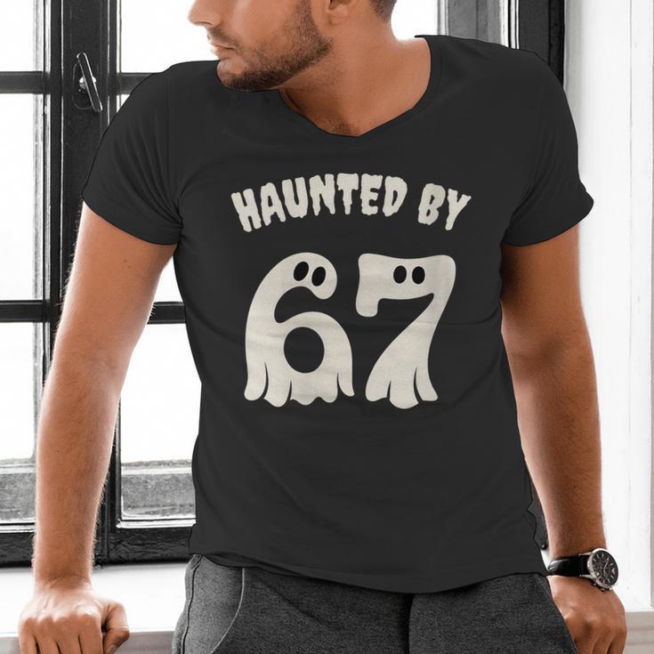 Haunted By 67 Teacher Halloween 6 7 Shirt Men's V-Neck T-Shirt, gift for family, gift for coworker