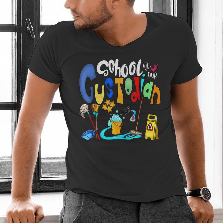 We Heart Love Our School Custodian For Teacher & Kids Men's V-Neck T-Shirt, gift for family, gift for coworker We Heart Love Our School Custodian For Teacher & Kids Men's V-Neck T-Shirt, gift for family, gift for coworker