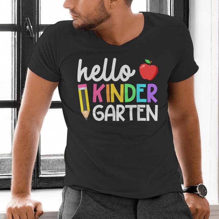 Hello Kindergarten Team Kinder Back To School Teacher Kids Men's V-Neck T-Shirt, gift for family, gift for coworker