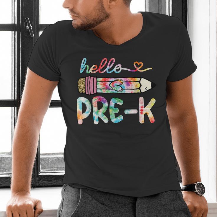 Hello Pre-K Pencil Teacher Student Tie Dye Men's V-Neck T-Shirt, gift for family, gift for coworker Hello Pre-K Pencil Teacher Student Tie Dye Men's V-Neck T-Shirt, gift for family, gift for coworker