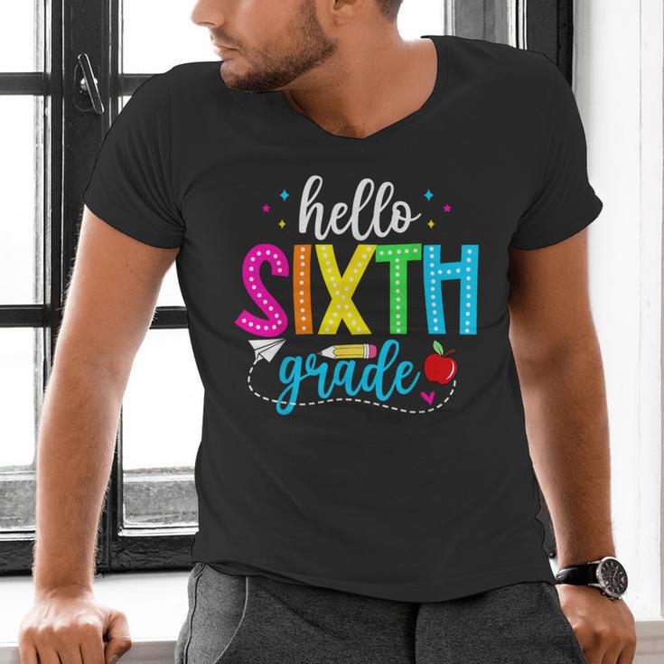 Hello Sixth Grade Cute Back To School 6th Grade Teacher Kids Men's V-Neck T-Shirt, gift for family, gift for coworker Hello Sixth Grade Cute Back To School 6th Grade Teacher Kids Men's V-Neck T-Shirt, gift for family, gift for coworker