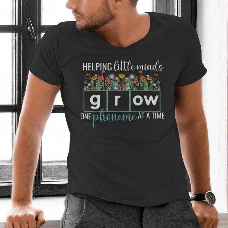 Helping Little Minds Grow One Phoneme At A Time Teacher Men's V-Neck T-Shirt, gift for family, gift for coworker Helping Little Minds Grow One Phoneme At A Time Teacher Men's V-Neck T-Shirt, gift for family, gift for coworker
