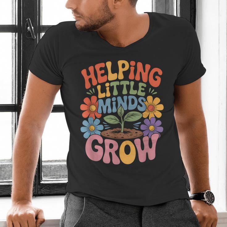 Helping Little Minds Grow Teacher First Day Back To School Men's V-Neck T-Shirt, gift for family, gift for coworker Helping Little Minds Grow Teacher First Day Back To School Men's V-Neck T-Shirt, gift for family, gift for coworker