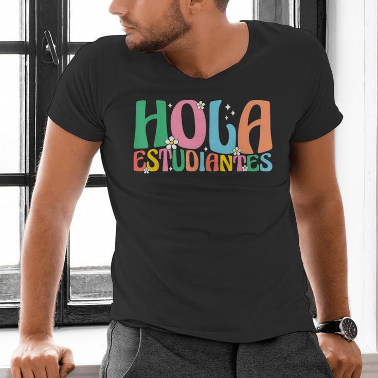 Hola Estudiantes Maestra Back To School Spanish Teacher Men's V-Neck T-Shirt, gift for family, gift for coworker Hola Estudiantes Maestra Back To School Spanish Teacher Men's V-Neck T-Shirt, gift for family, gift for coworker