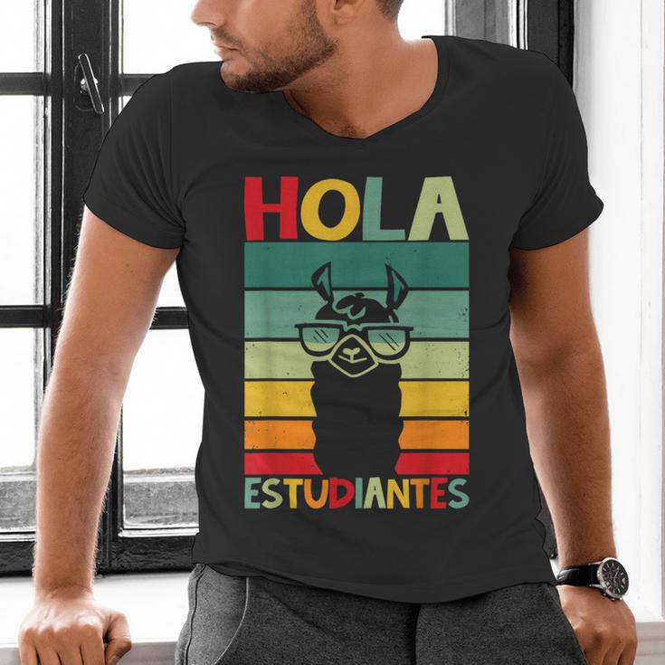 Hola Estudiantes Spanish Teacher Back To School 2025 Men's V-Neck T-Shirt, gift for family, gift for coworker Hola Estudiantes Spanish Teacher Back To School 2025 Men's V-Neck T-Shirt, gift for family, gift for coworker