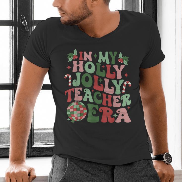 In My Holly Xmas Jolly Teacher Era Teacher Vibes Christmas For Men Women Kids Men's V-Neck T-Shirt, gift for family, gift for coworker In My Holly Xmas Jolly Teacher Era Teacher Vibes Christmas For Men Women Kids Men's V-Neck T-Shirt, gift for family, gift for coworker