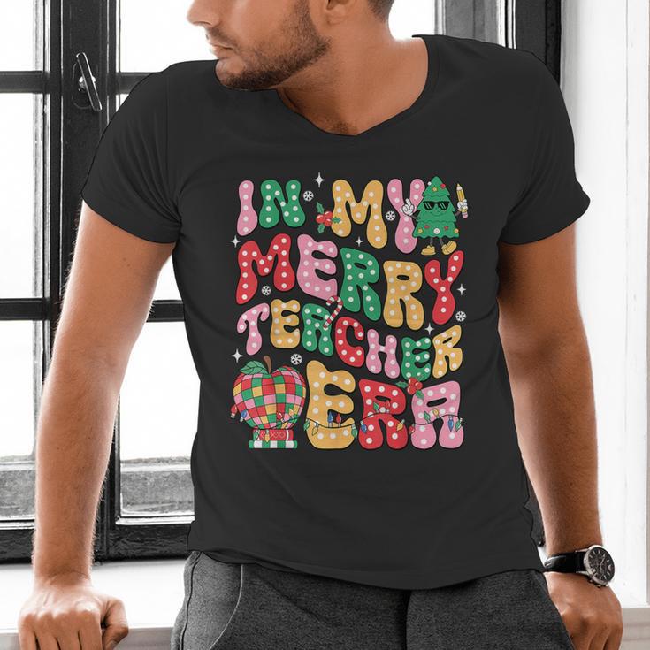 In My Holly Xmas Jolly Teacher Era Teacher Vibes Christmas Men's V-Neck T-Shirt, gift for family, gift for coworker In My Holly Xmas Jolly Teacher Era Teacher Vibes Christmas Men's V-Neck T-Shirt, gift for family, gift for coworker