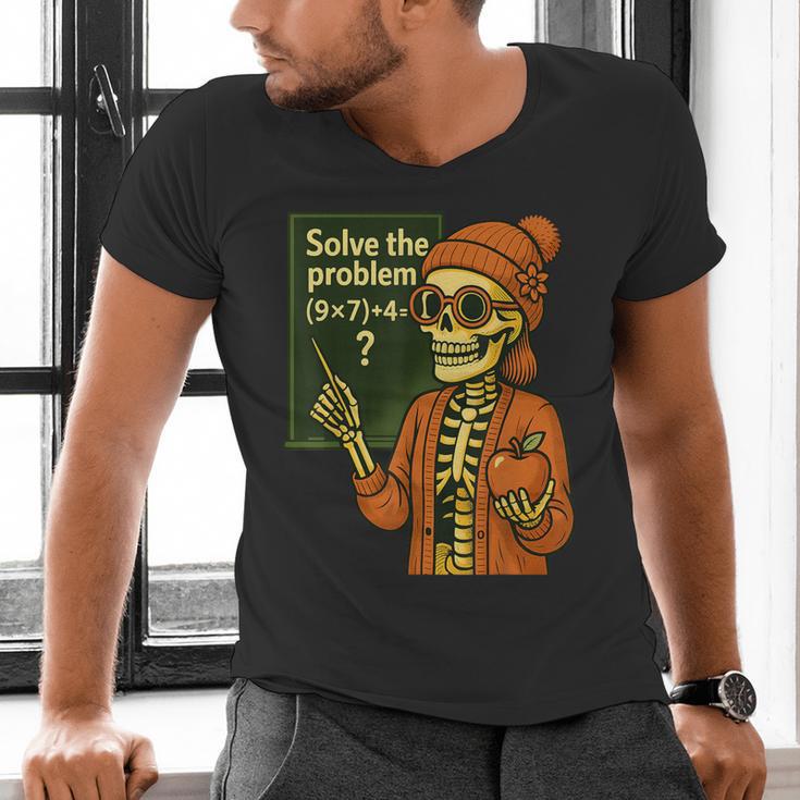 HUGvyn Halloween Skeleton Six Seven 67 Meme PEMDAS Teacher Men's V-Neck T-Shirt, gift for family, gift for coworker