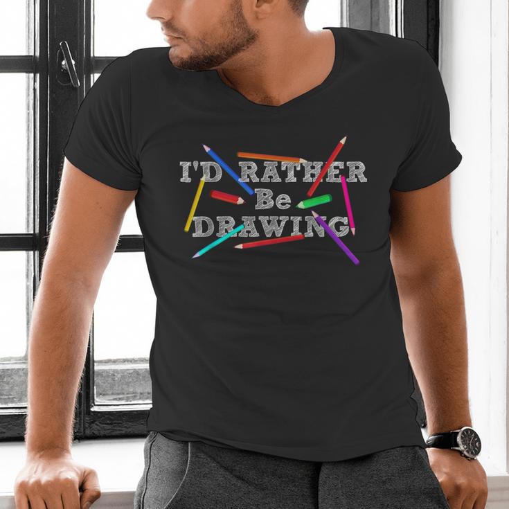 I'd Rather Be Drawing Artist Art Teacher Sketching Lover For Men Women Girls Kids Men's V-Neck T-Shirt, gift for family, gift for coworker