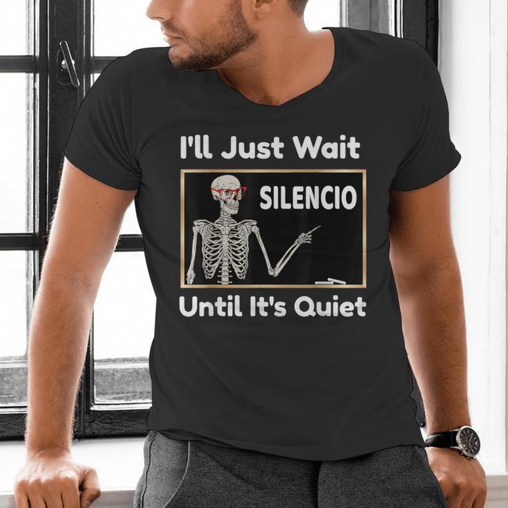 I'Ll Just Wait Until It's Quiet Spanish Teacher Halloween Men Women Kids Men's V-Neck T-Shirt, gift for family, gift for coworker