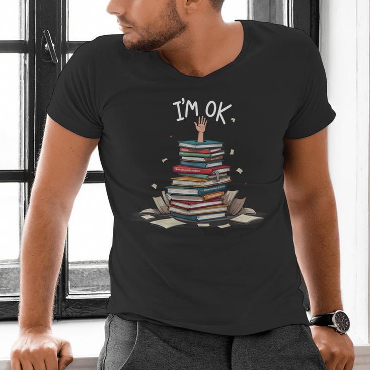 I'm Ok Read Book Reading Nerd Librarian Teacher School Men's V-Neck T-Shirt, gift for family, gift for coworker I'm Ok Read Book Reading Nerd Librarian Teacher School Men's V-Neck T-Shirt, gift for family, gift for coworker