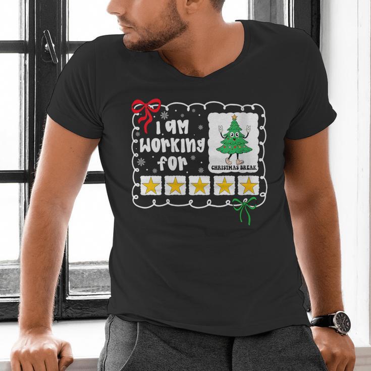 I'm Working For Christmas Break 5 Stars Christmas Teacher Men's V-Neck T-Shirt, gift for family, gift for coworker I'm Working For Christmas Break 5 Stars Christmas Teacher Men's V-Neck T-Shirt, gift for family, gift for coworker