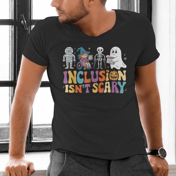 Inclusion Isn't Scary SLP Halloween Sped Teacher Men's V-Neck T-Shirt, gift for family, gift for coworker