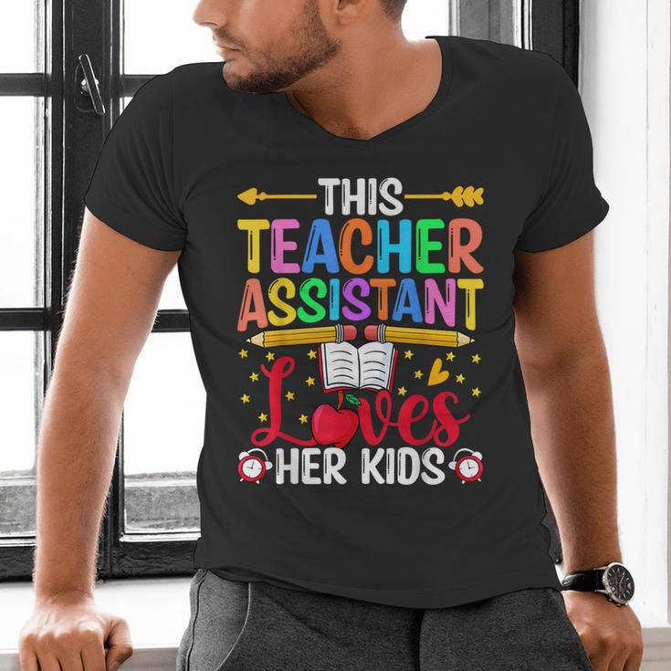 Instructional Assistant Loves Her Kids Teacher Assistant Men's V-Neck T-Shirt, gift for family, gift for coworker