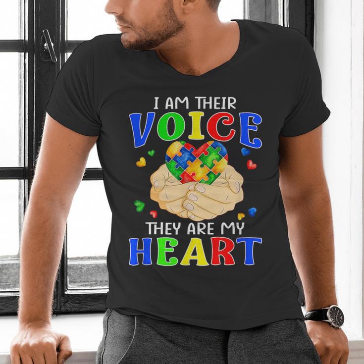 I Am Their Voice They Are My Heart Autism Awareness Teacher Men's V-Neck T-Shirt, gift for family, gift for coworker I Am Their Voice They Are My Heart Autism Awareness Teacher Men's V-Neck T-Shirt, gift for family, gift for coworker